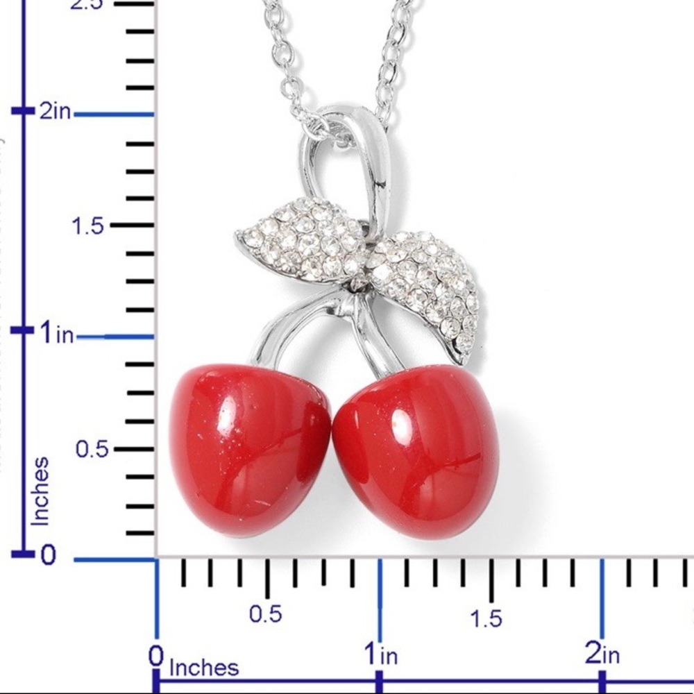 Red Chroma, Austrian Crystal Cherry Necklace - Picture 4 of 4